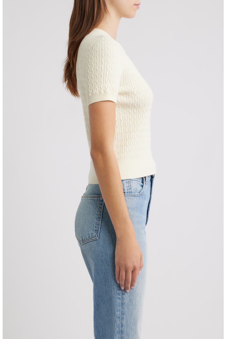 Sheep Cotton Cable Sweater, Alternate, color, IVORY