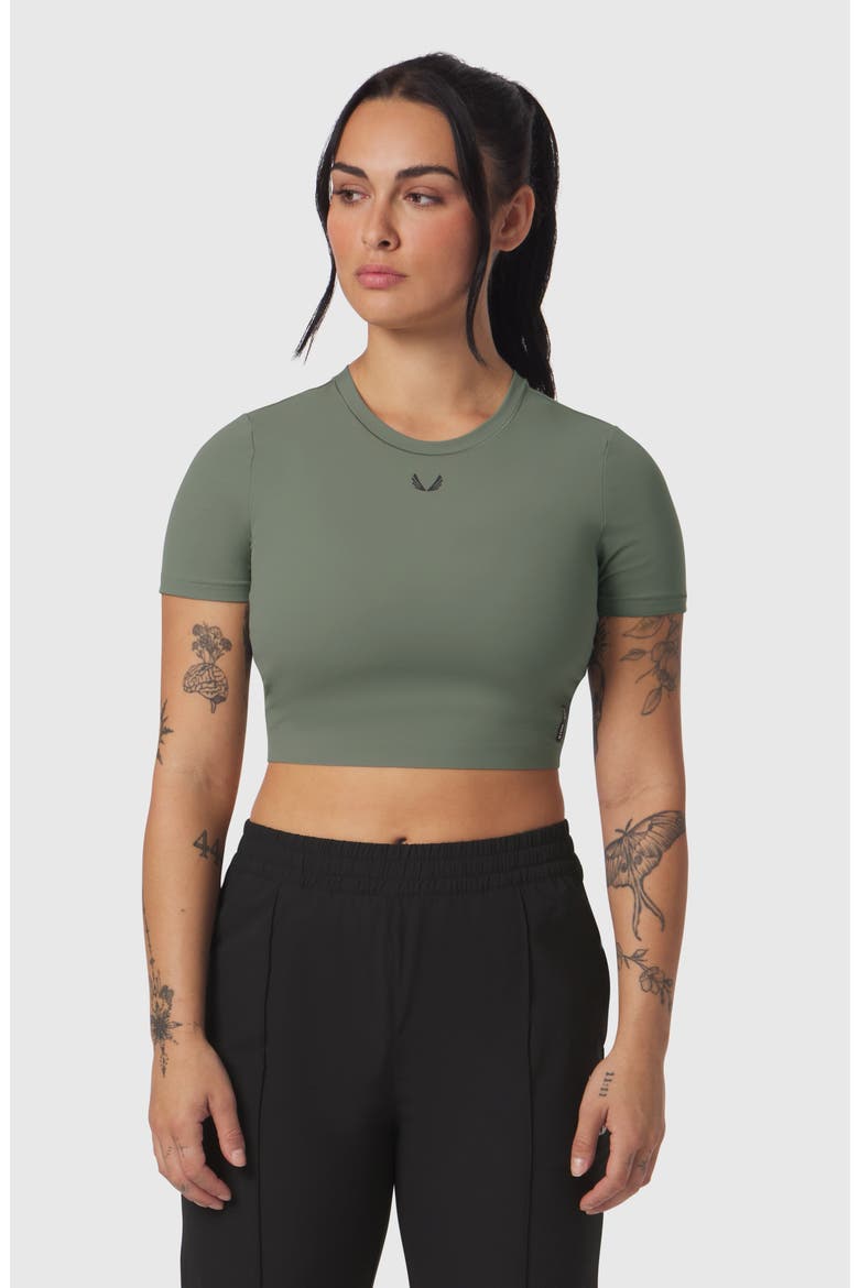 Lycra Cropped Tee, Main, color, Sage