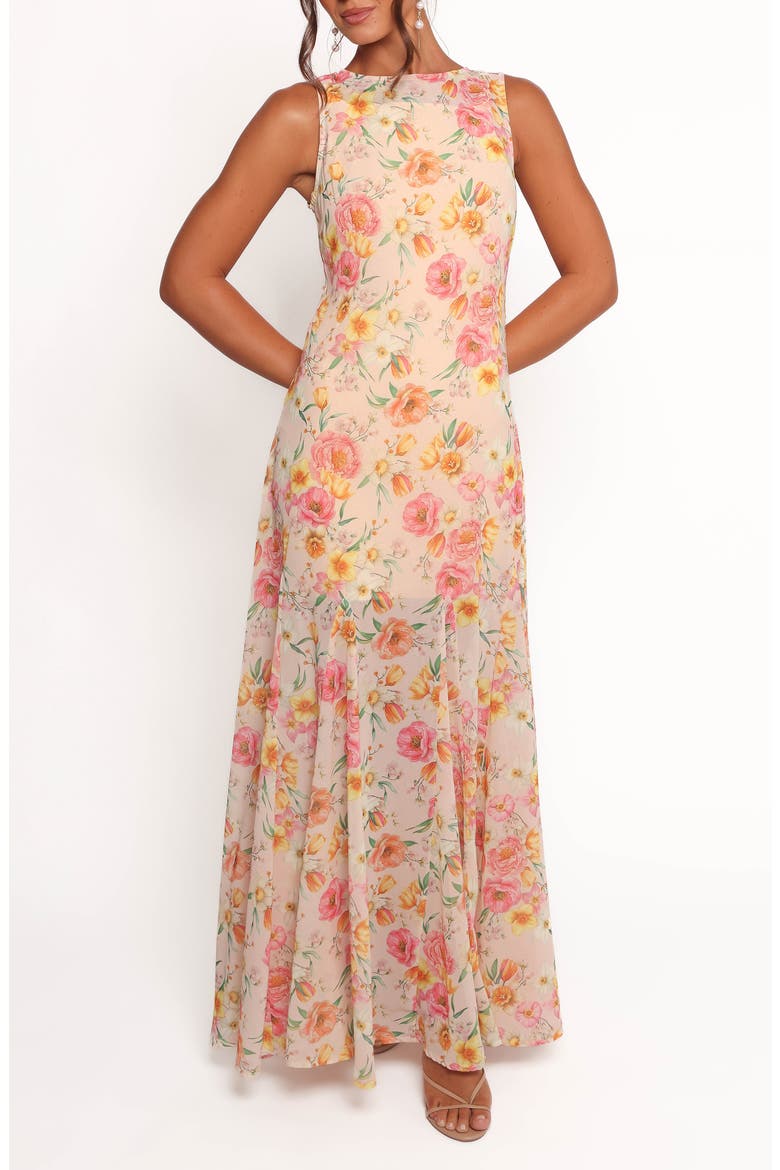 Keani Floral Sleeveless Maxi Dress, Main, color, PEONY