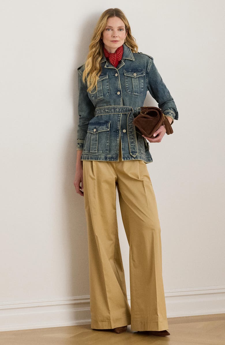 Lauren Ralph Lauren Belted Denim Field Jacket, Alternate, color,
