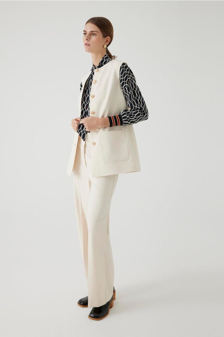 Anisa Buttoned Vest, Alternate, color, Ecru