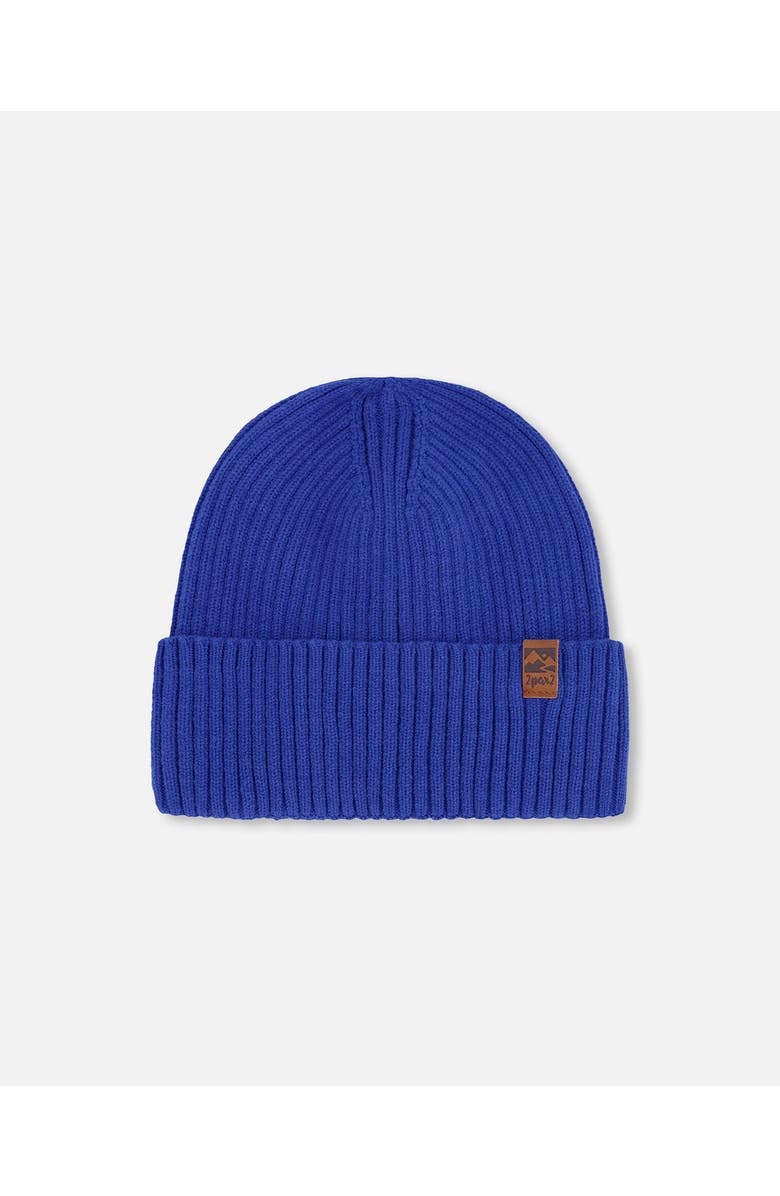 Deux par Deux Boy Rib Knit Beanie Hat, Main, color, Royal Blue