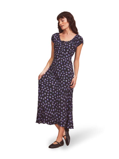 Gathered Neckline Midi Dress