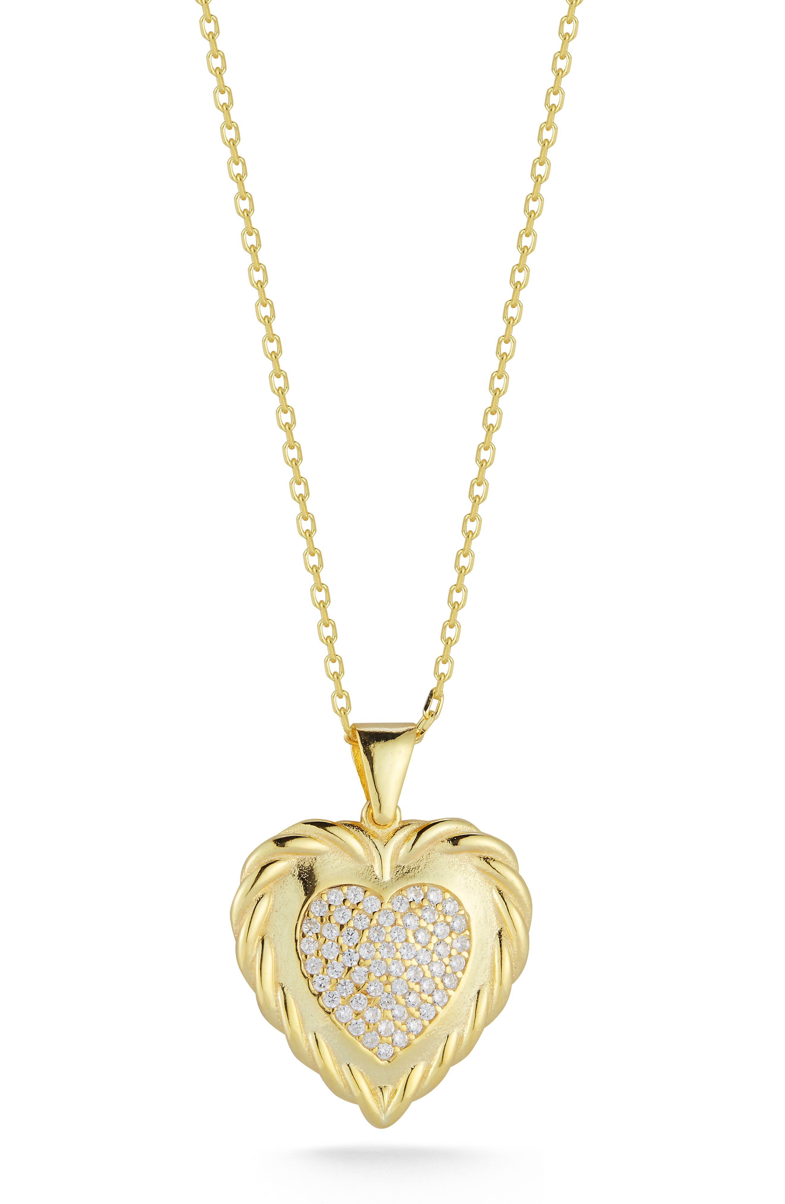 SPHERA MILANO Pavé Cubic Zirconia Heart Pendant Necklace