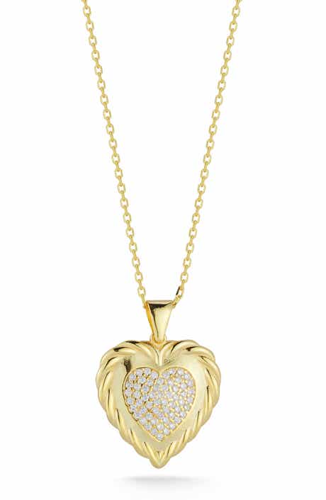 SPHERA MILANO Pavé Cubic Zirconia Heart Pendant Necklace
