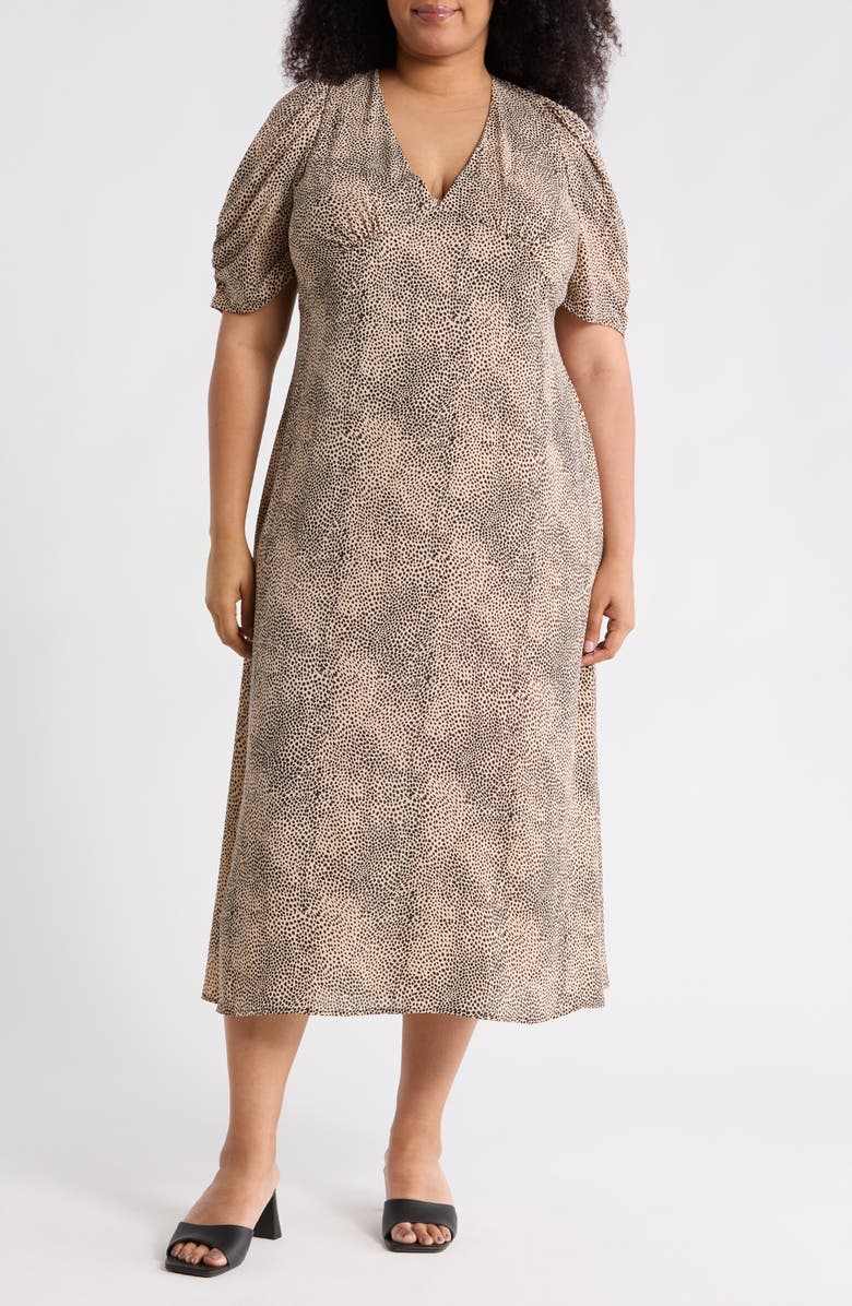 Renee C V-Neck Short Sleeve Maxi Dress, Main, color, Taupe
