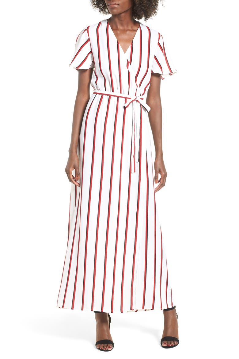 EZ Days Satin Wrap Maxi Dress, Alternate, color, CHILI RED
