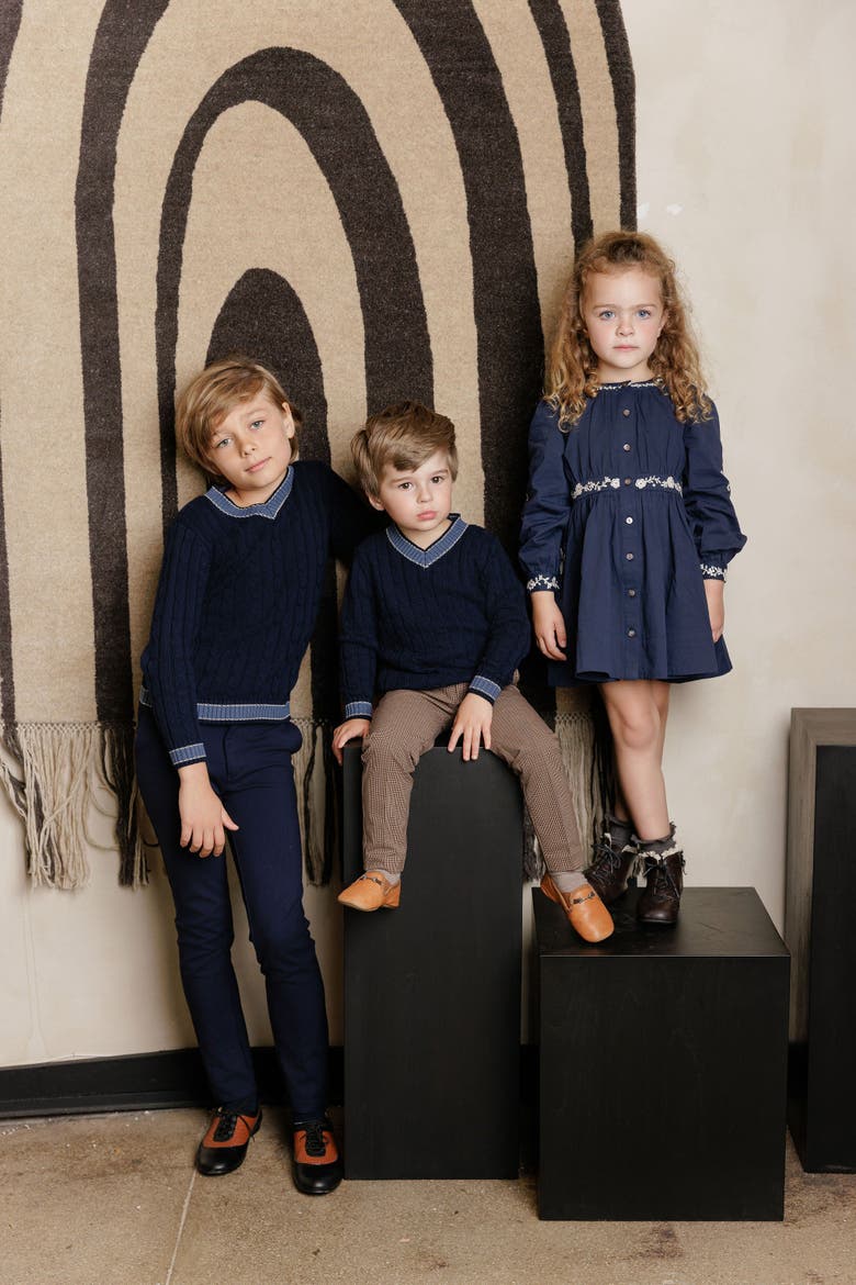 Looms Cable Knit Boys Collection - Sweater, Alternate, color, Navy/Blue