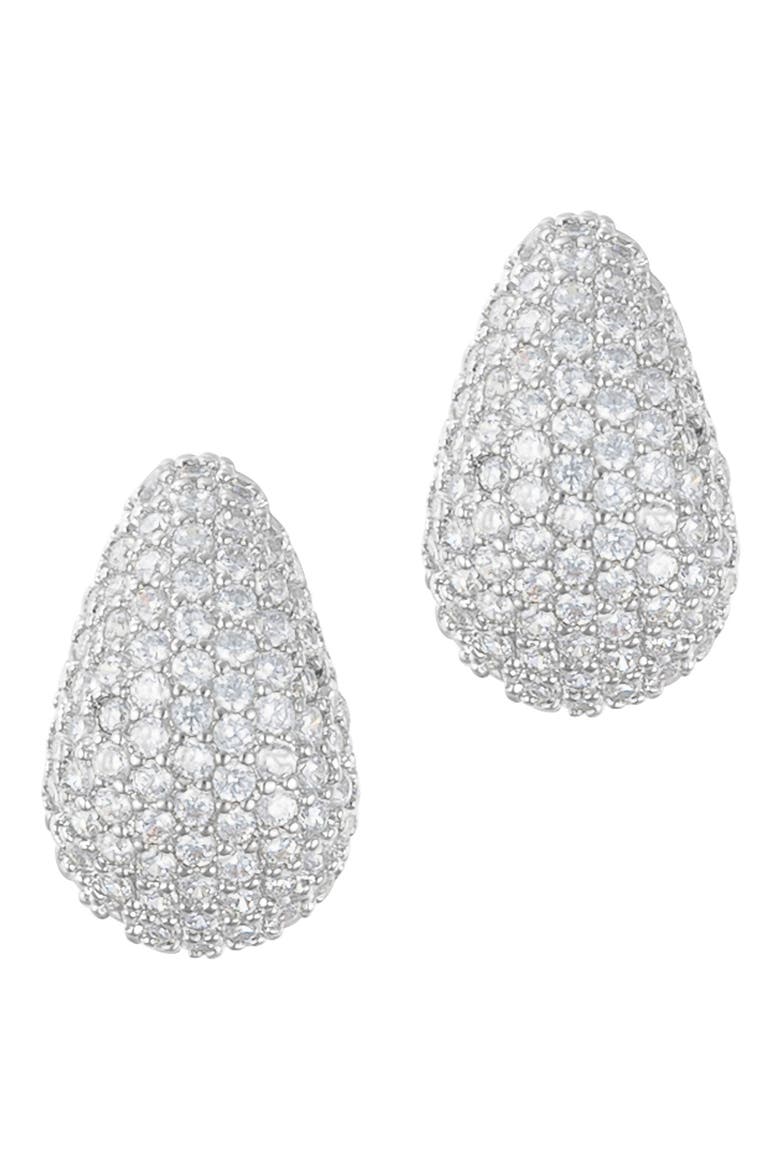 Pavé Teardrop Earrings, Alternate, color, SILVER