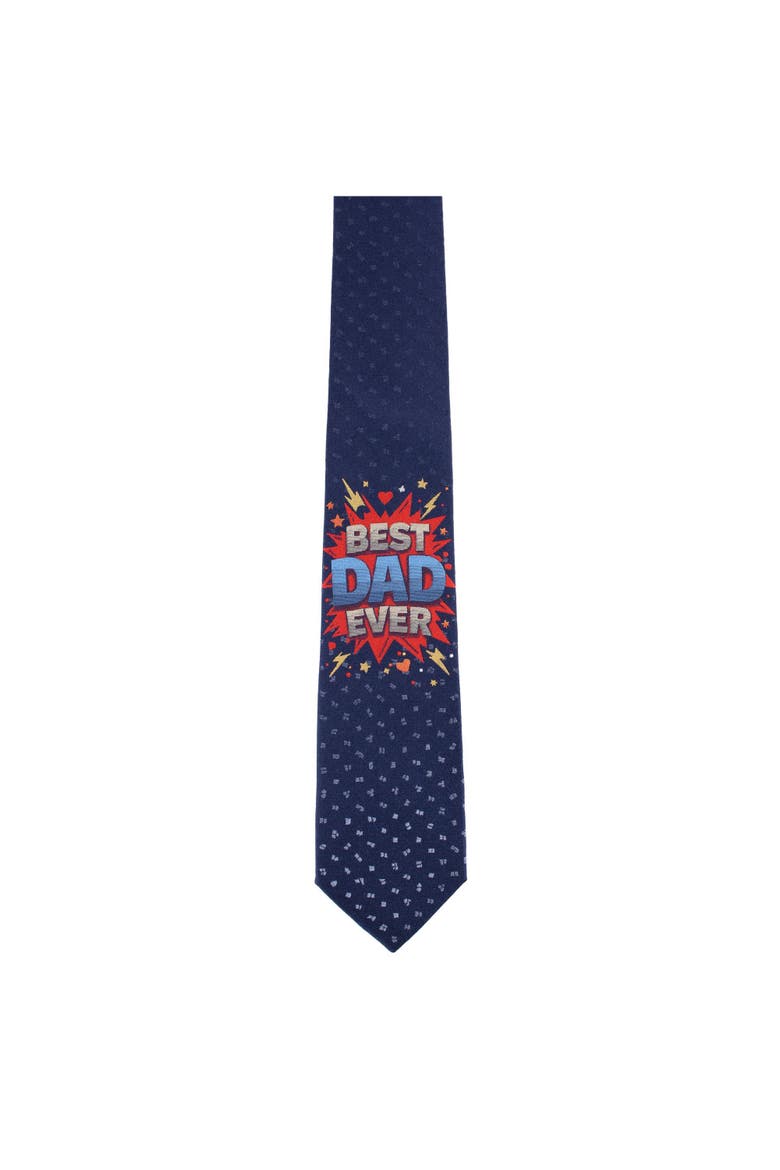Best Dad Ever Novelty Silk Necktie, Alternate, color, Navy Blue