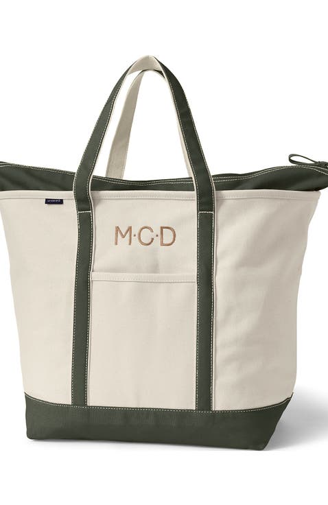 Zip Top Canvas Tote Bag