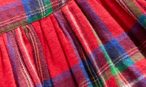Mini Boden Kids' Madeline Plaid Long Sleeve Cotton Flannel Dress In Red
