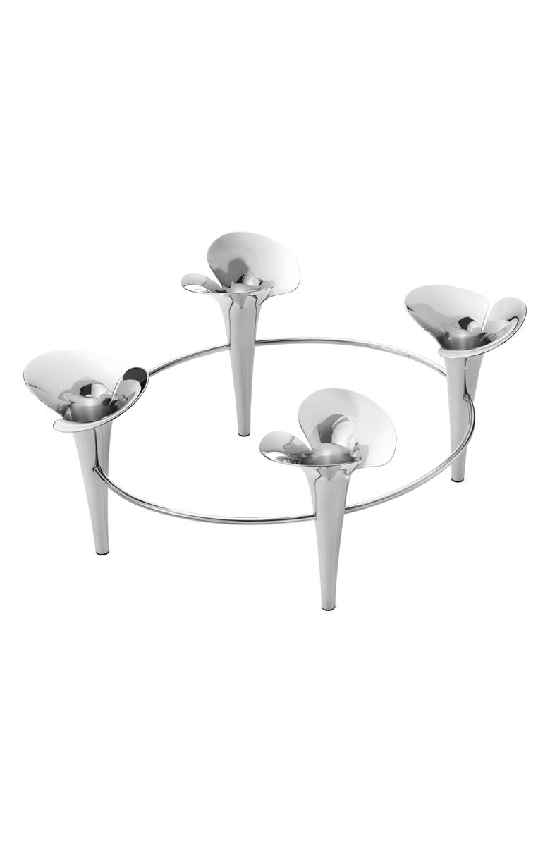 Georg Jensen Bloom Taper Candleholder, Main, color, Stainless Steel