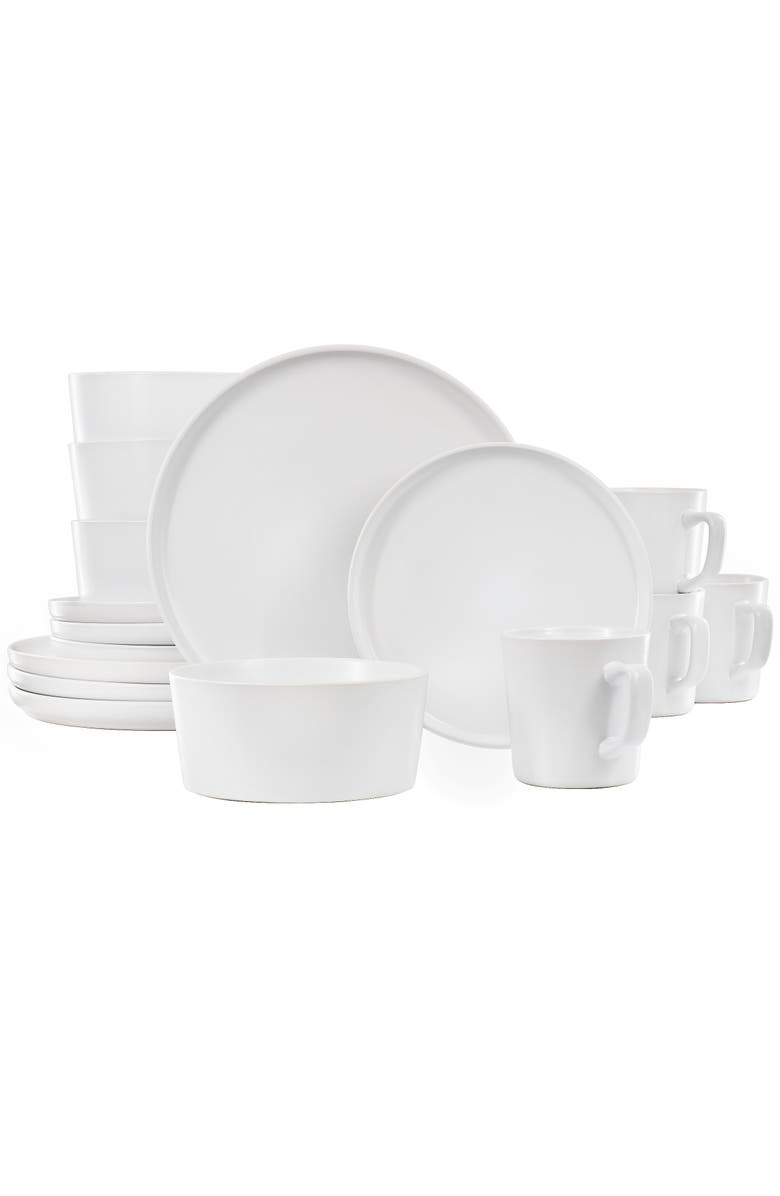 Elama Luxmatte White 16 Piece Dinnerware Set, Main, color, White