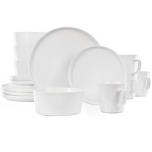Elama Luxmatte White 16 Piece Dinnerware Set In White