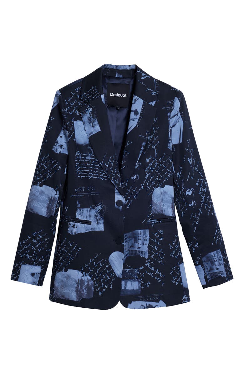 Desigual Print Two-Button Blazer, Alternate, color, 