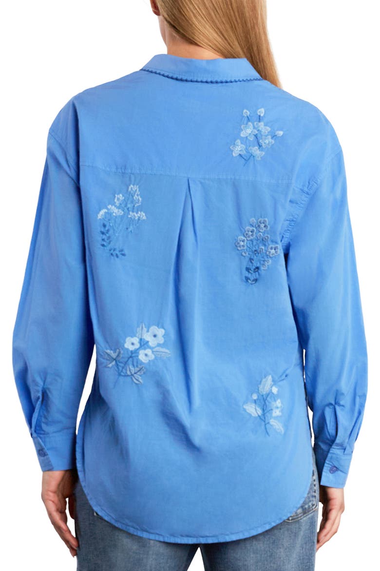 Poetic Floral Embroidered Button-Up Shirt, Alternate, color, PROVENCE BLUE
