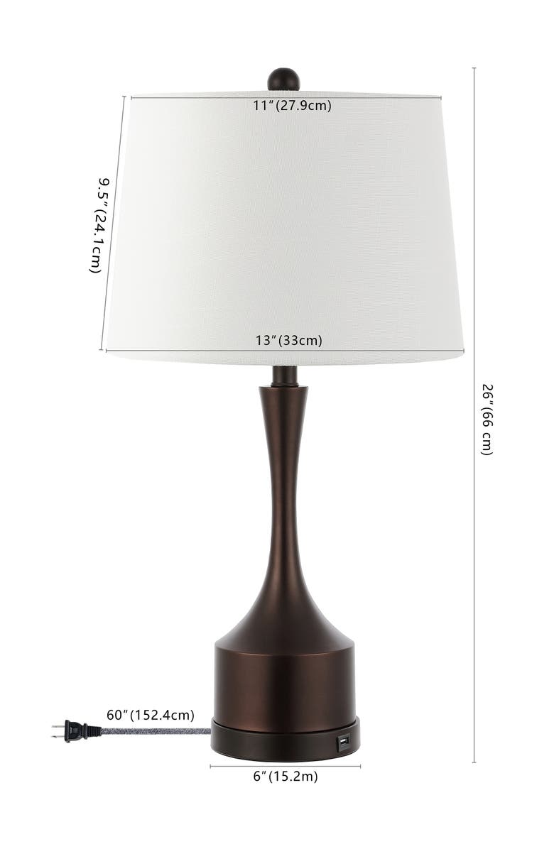 JONATHAN Y Cooper 26" Classic French Country Iron LED Table Lamp with USB Charging Port, Alternate, color, Oil Rubbed Bronze