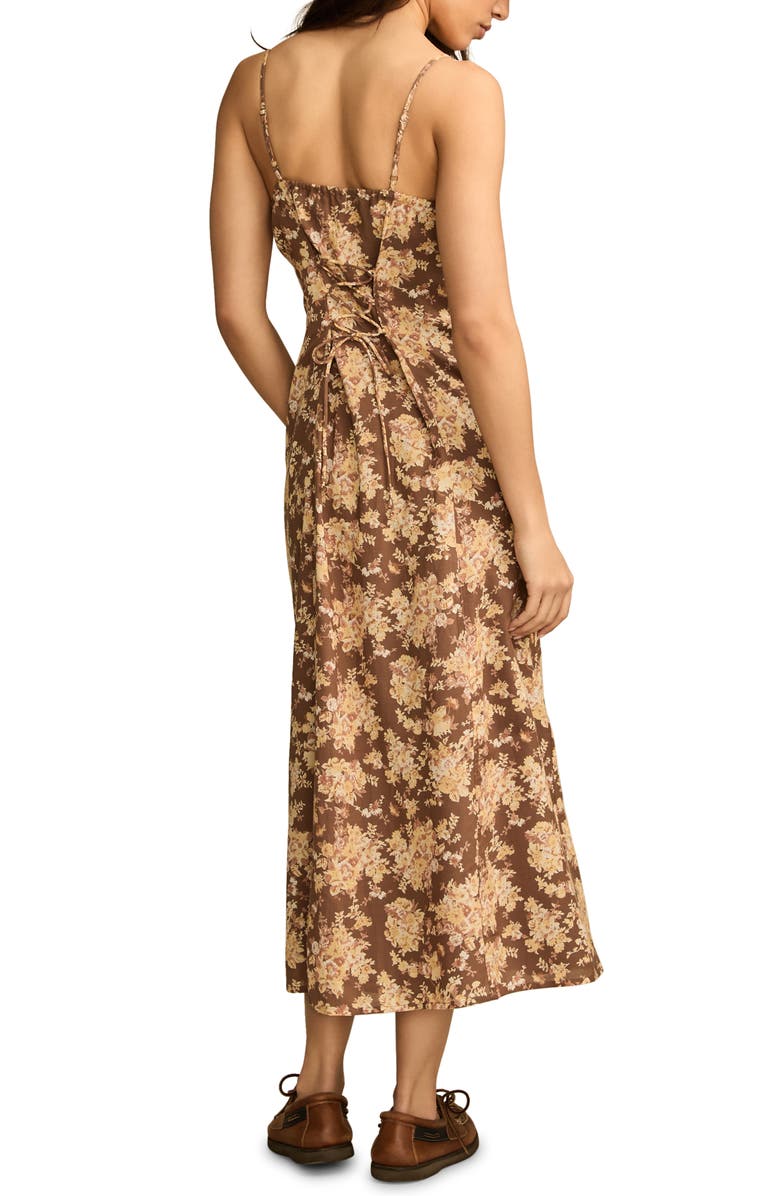 Lucky Brand Floral Lace Trim Button Front Midi Dress, Alternate, color, 