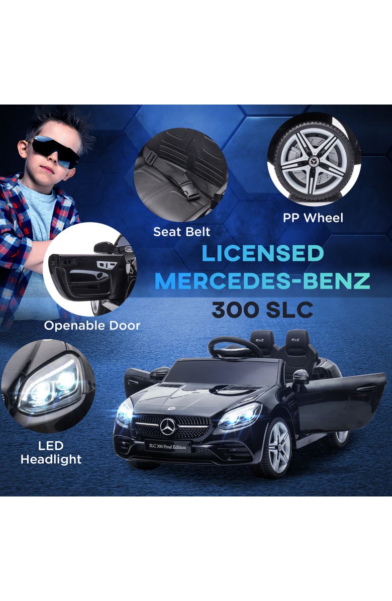 Aosom 12V Kids Electric Ride On Car with Parent Remote, Two Motors, 2 Speeds, Music, LED Lights, USB, Alternate, color, Black