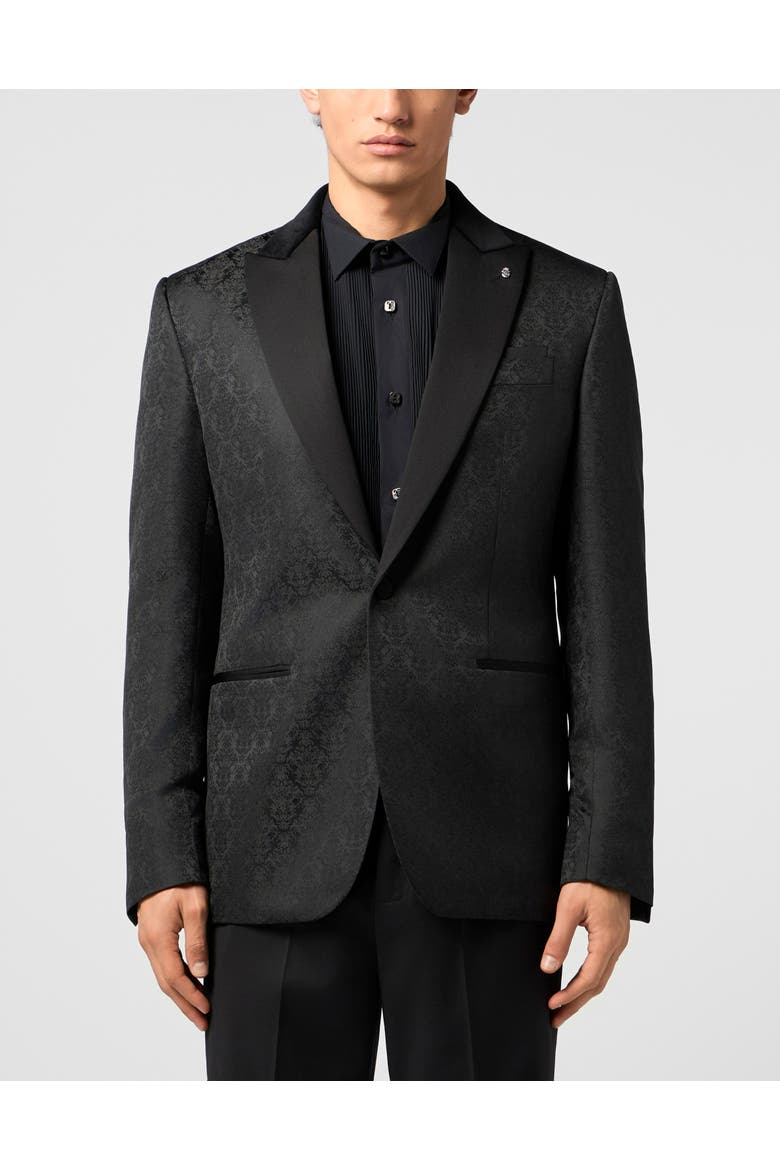 Jacquard Brocade Blazer Men, Main, color, black