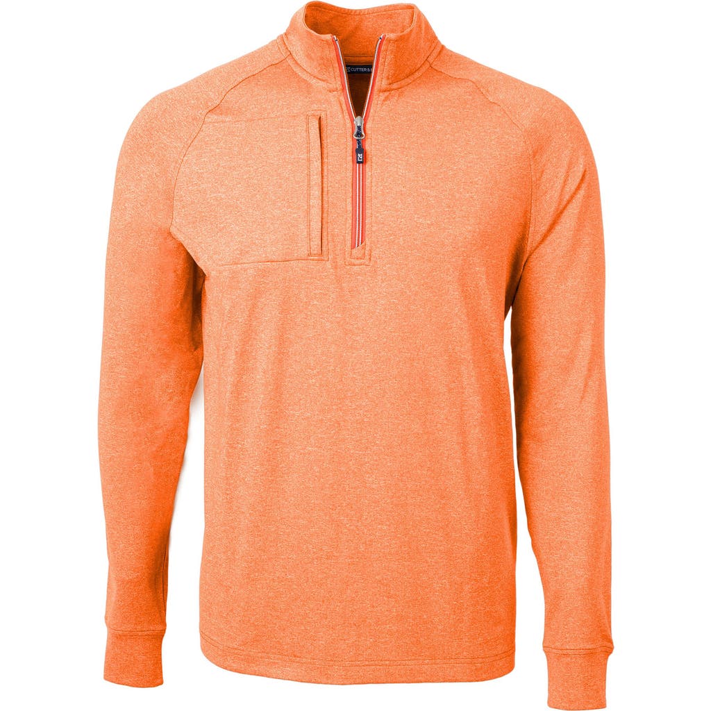 Cutter & Buck Adapt Heather Quarter Zip Pullover in College Orange Heather  product