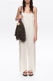 Bimba y Lola Linen Crochet Neckline Jumpsuit