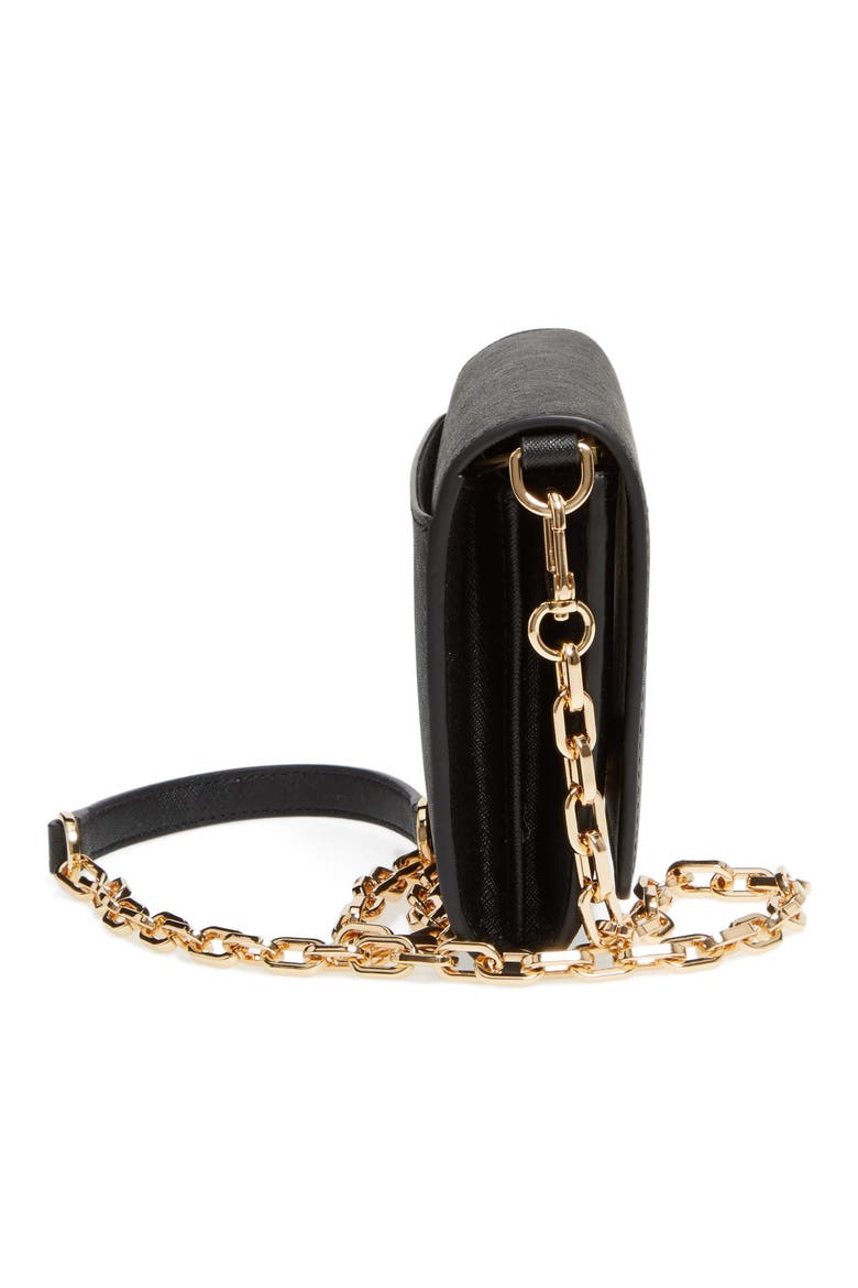 'Robinson' Leather Wallet on a Chain, Alternate, color, BLACK