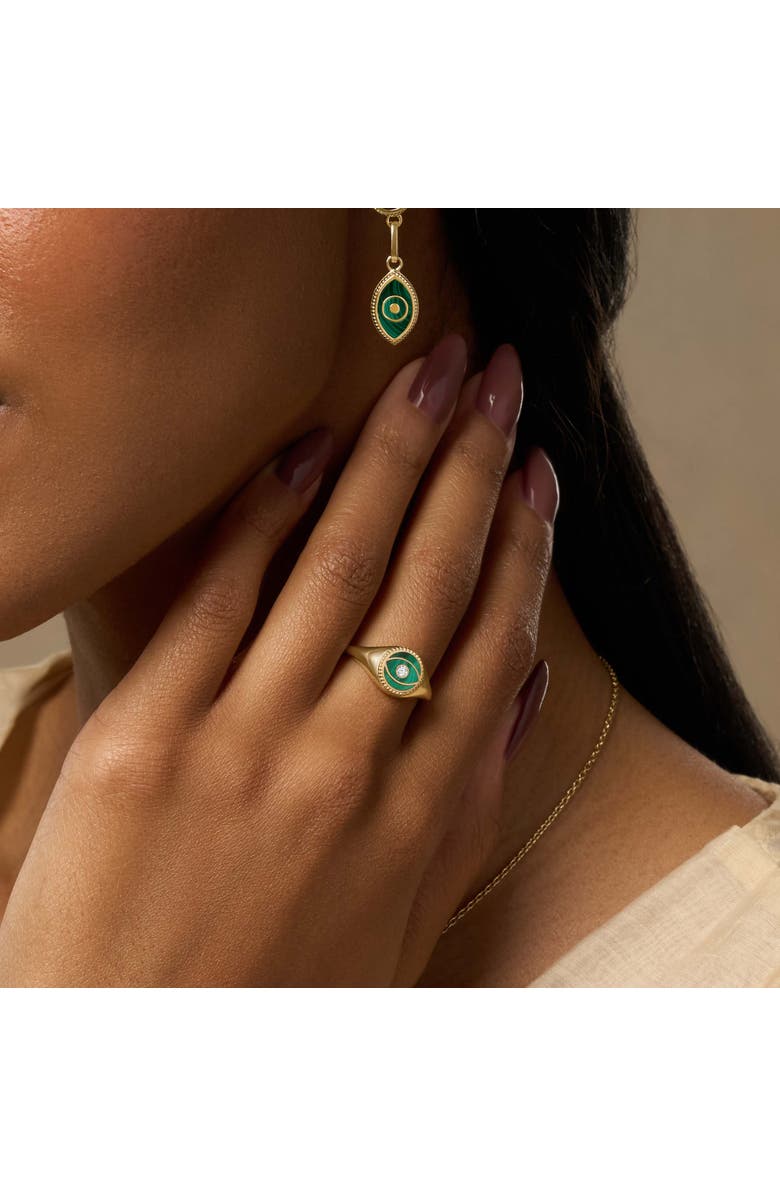 Karma and Luck Soul's Transformation Evil Eye Malachite Ring, Alternate, color, Gold/Breen