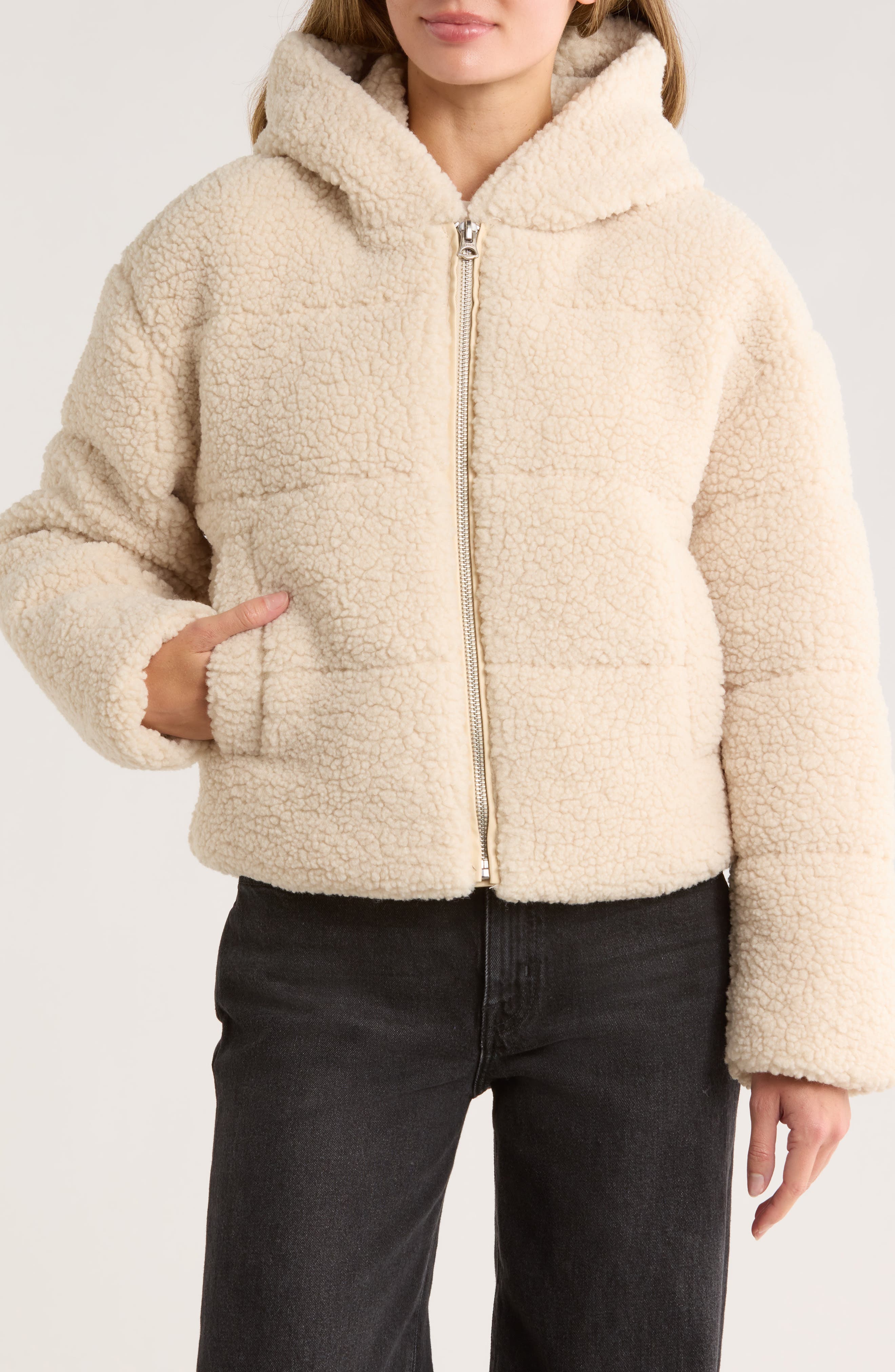 Hudson Jeans Faux Shearling Hooded Jacket