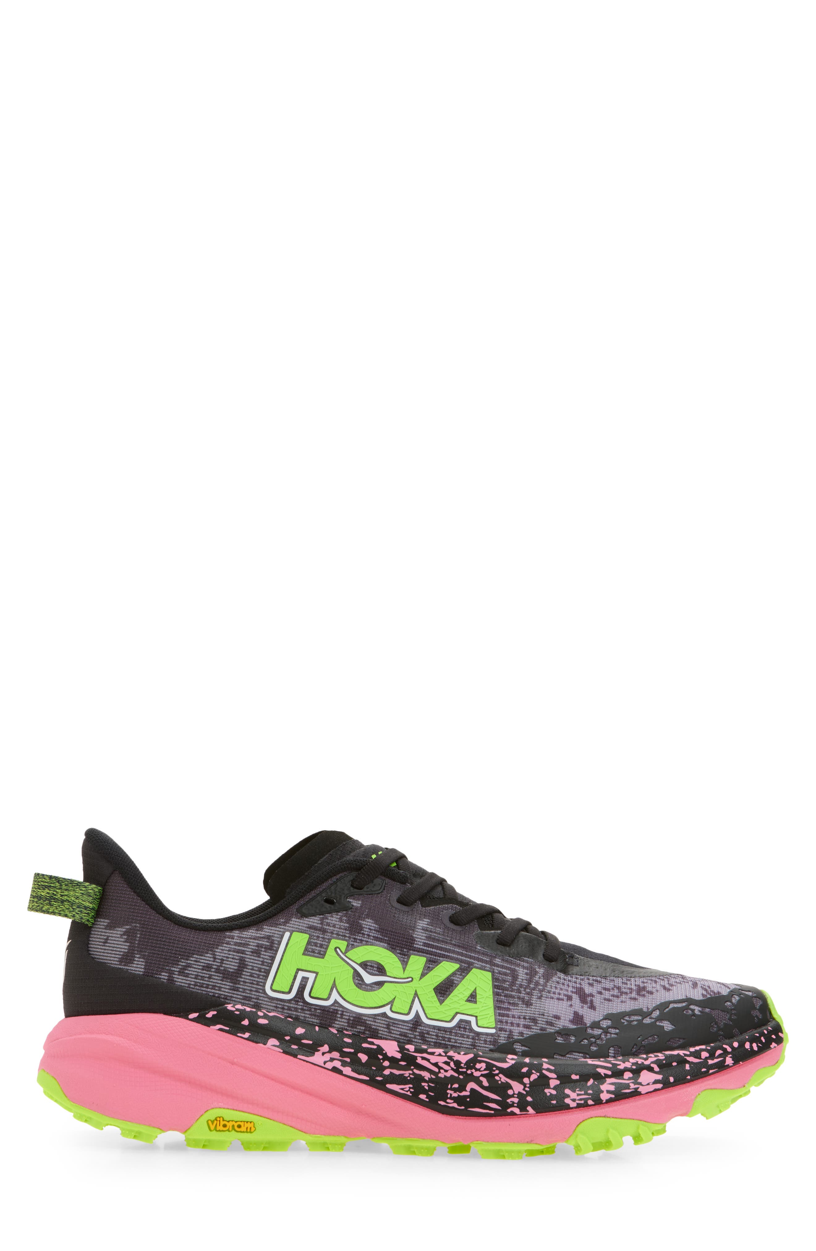 HOKA Speedgoat 6 Trail Running Shoe, Alternate, color, Black / Neon Rose