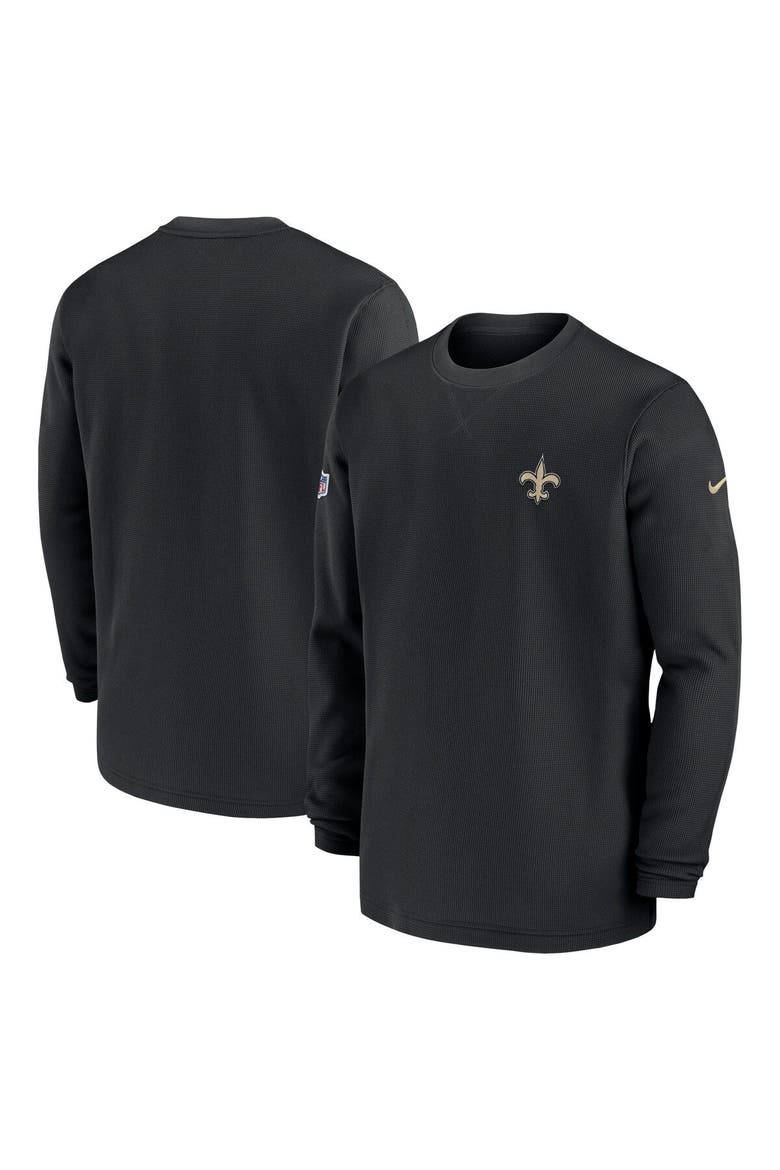 Men's Nike  Black New Orleans Saints 2023 Sideline Throwback Heavy Brushed Waffle Long Sleeve Top, Main, color, Black