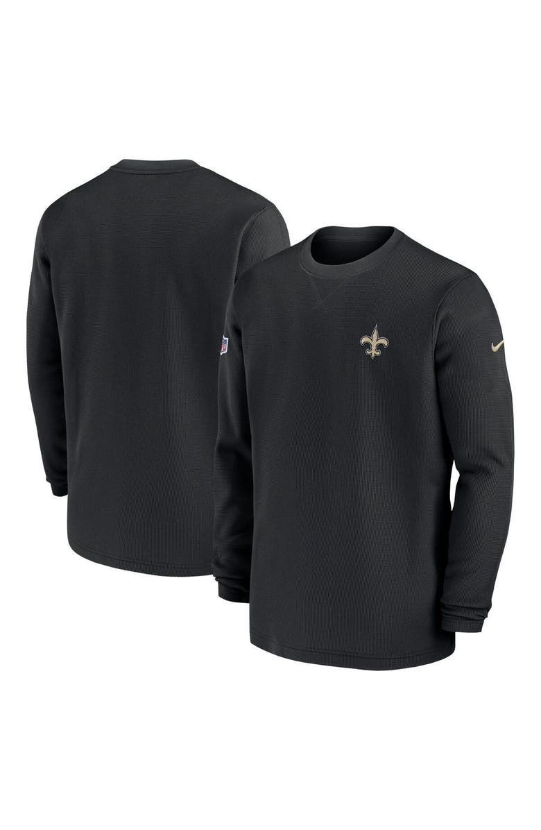 Nike Men's Nike Black New Orleans Saints 2023 Sideline Throwback Heavy Brushed Waffle Long Sleeve Top, Main, color, Black