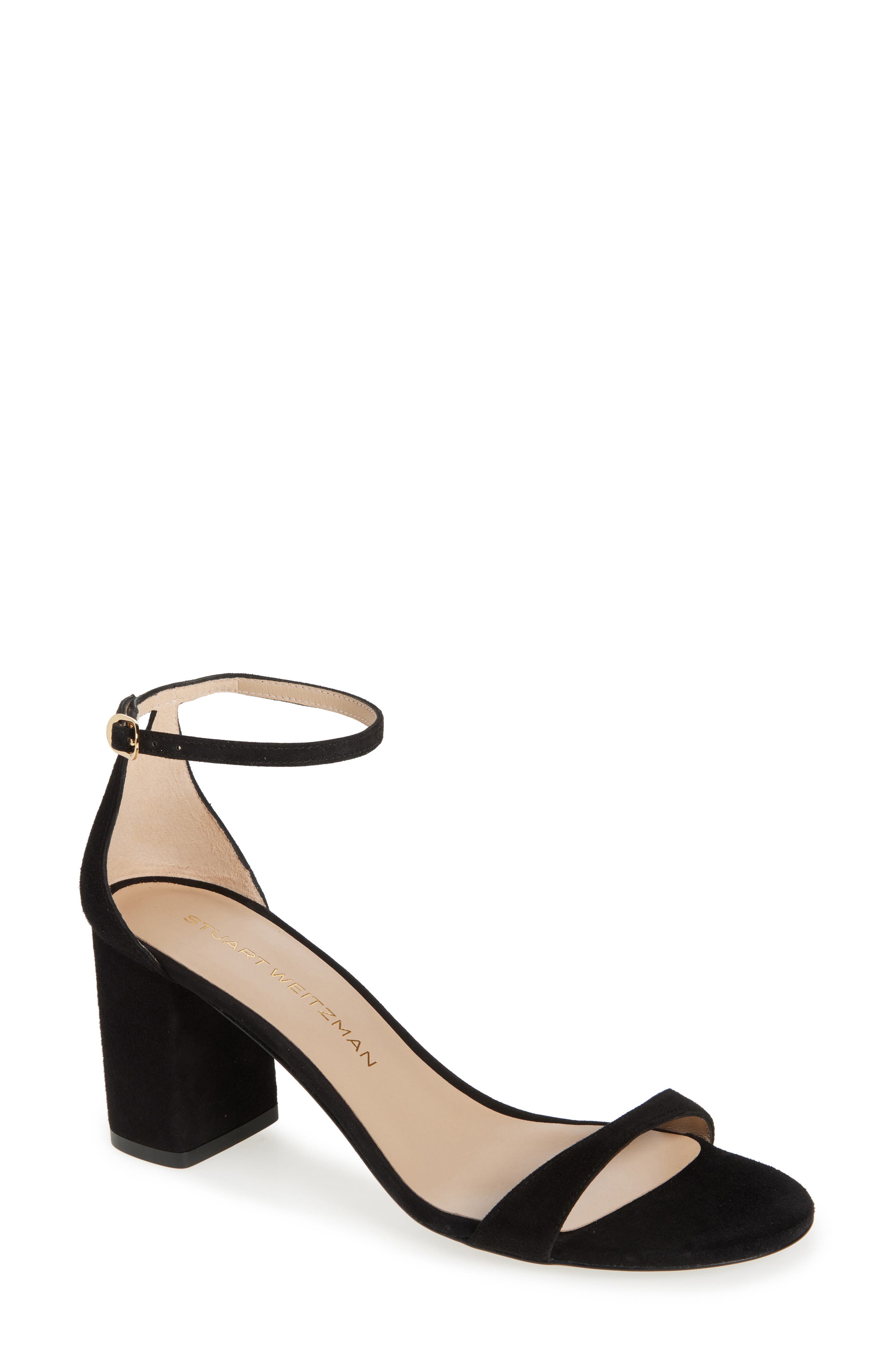 Stuart Weitzman Nudist Block 75 Sandal, Main, color, Black