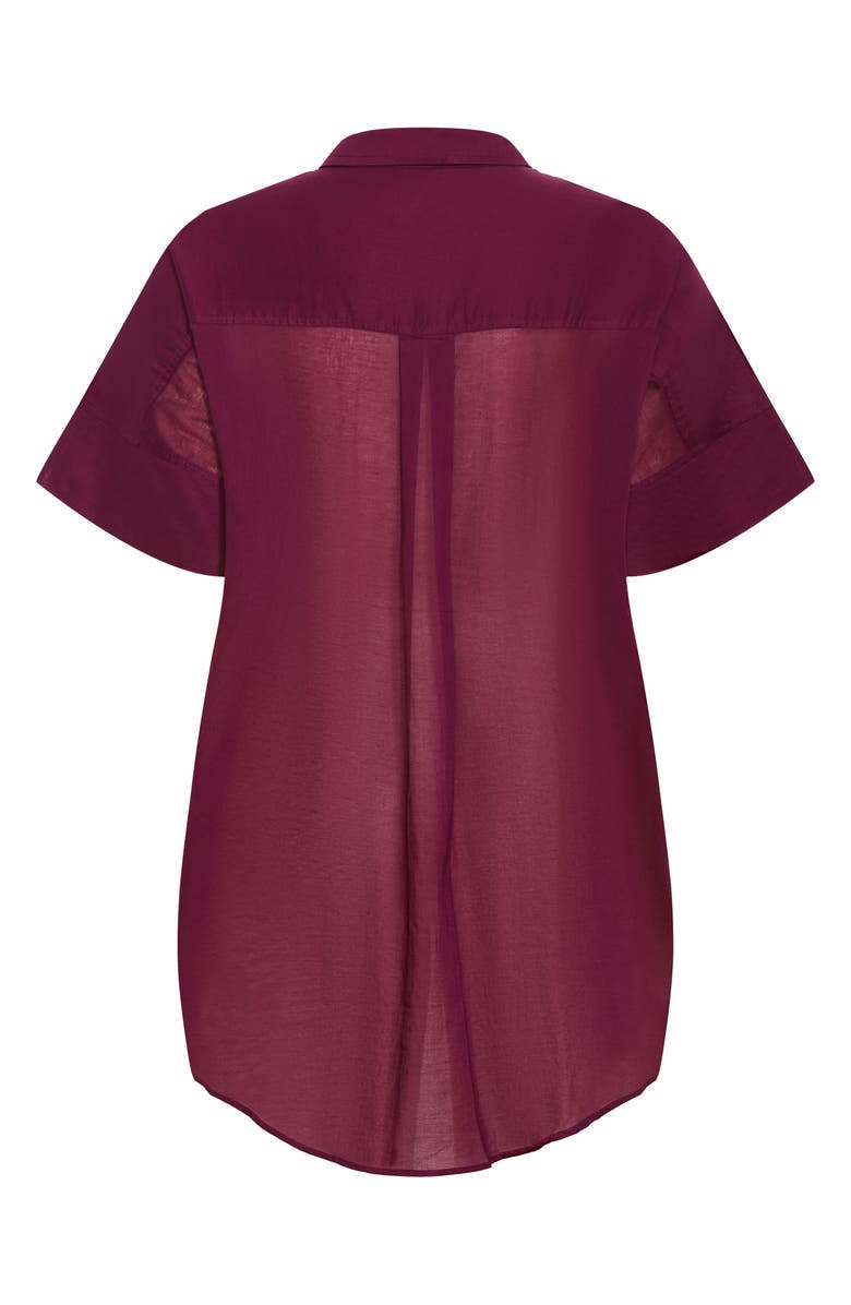 City Chic Oversize Longline Cotton Button-Up Shirt, Alternate, color, 