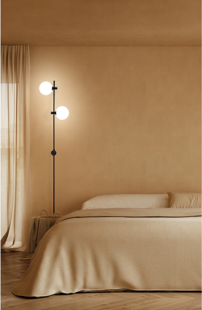 Brightech Equinox 62" LED Modern Sconce Wall Lamp with Glass Globe Shades, Alternate, color, Classic Black