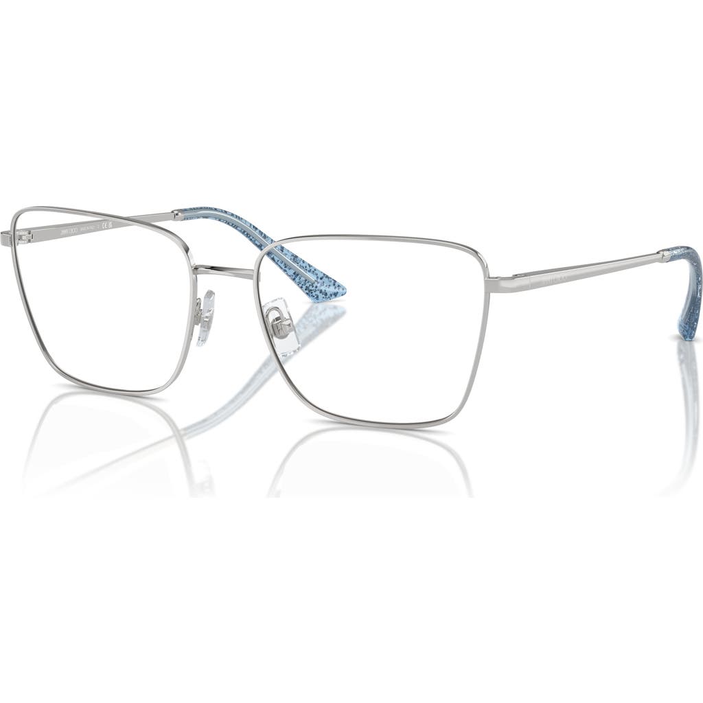 Jimmy Choo 55mm Rectangle Optical Glasses In Metallic