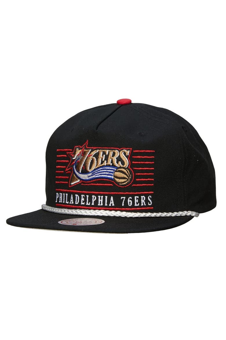 Men's Mitchell & Ness Black Philadelphia 76ers Ascend Deadstock Snapback Hat, Main, color, Black