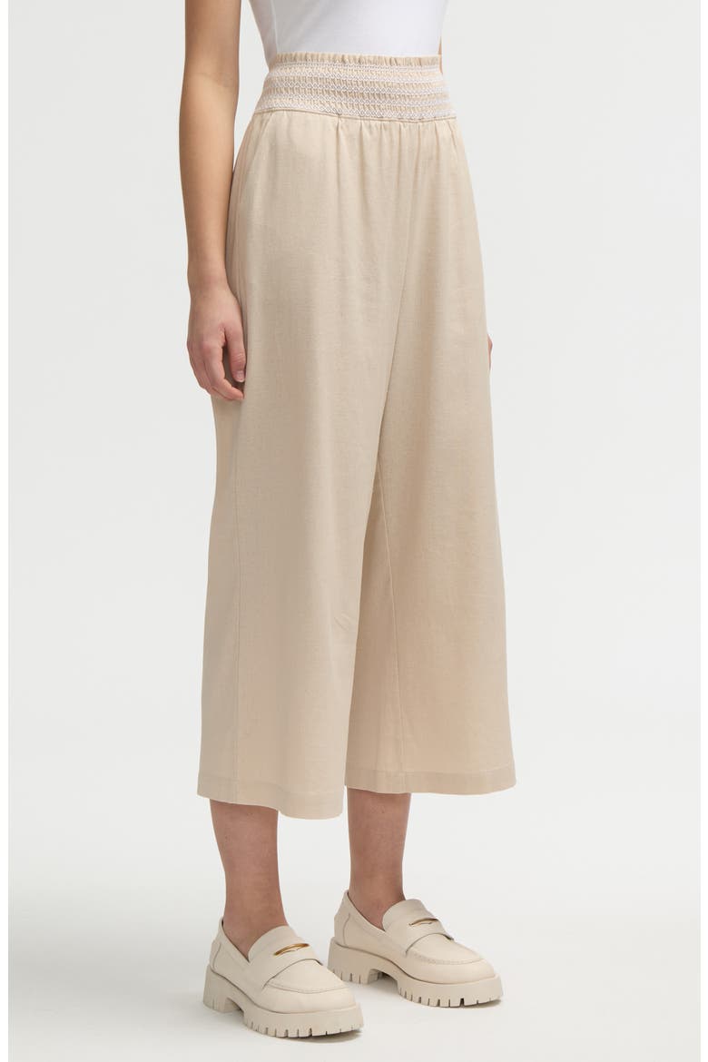Smocked Waist Cropped Pants, Alternate, color, NATURAL
