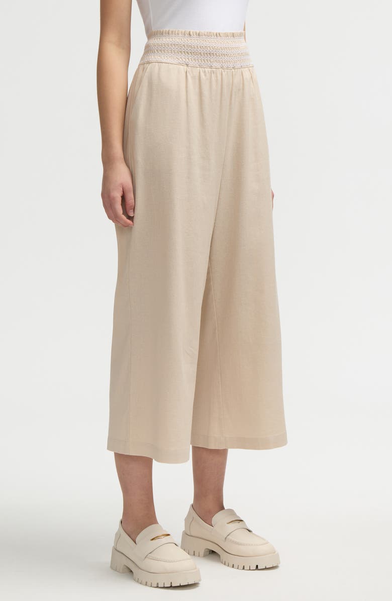 NVLT Smocked Waist Cropped Pants, Alternate, color, Natural