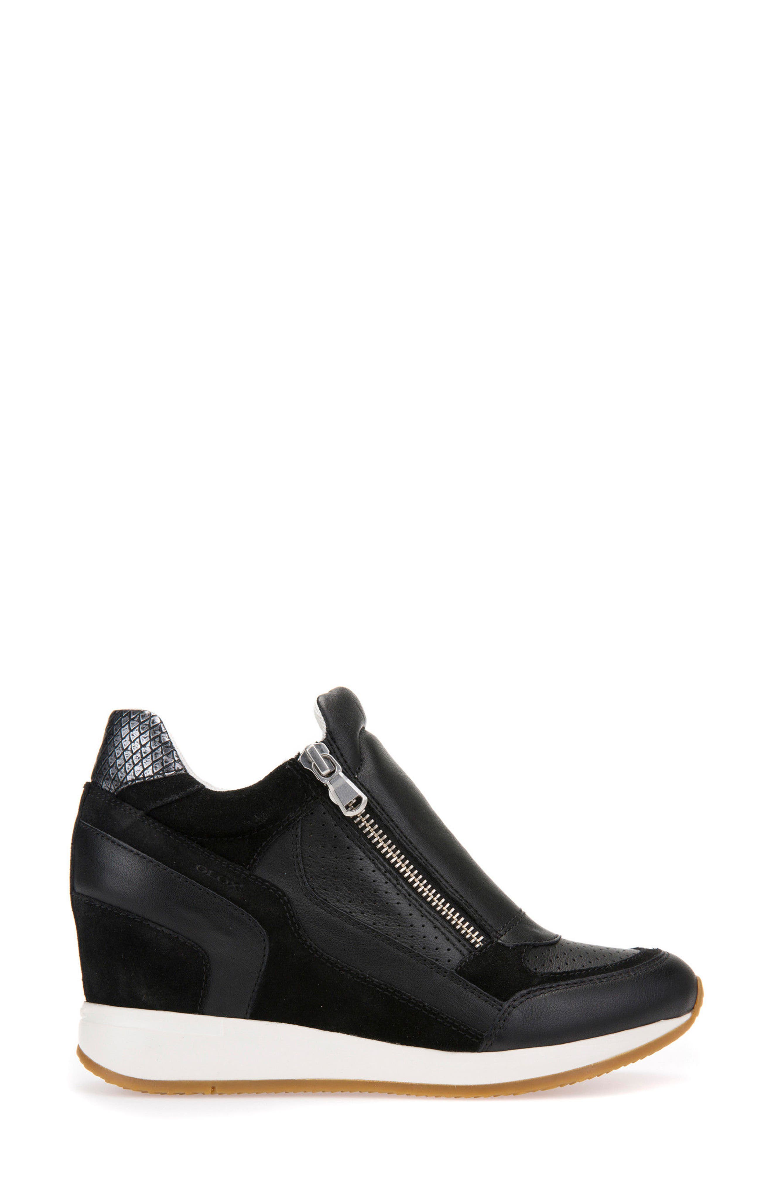 Nydame Wedge Sneaker, Alternate, color, BLACK LEATHER