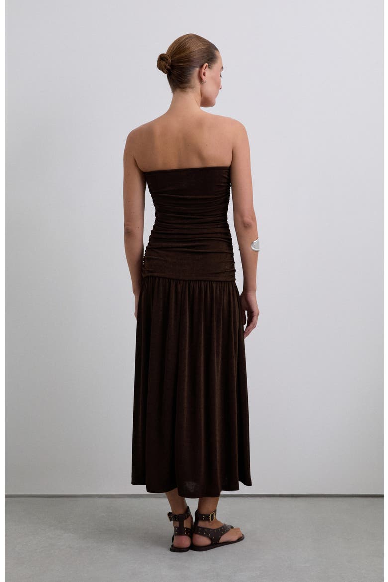 Strapplesjersey Dress, Alternate, color, Brown
