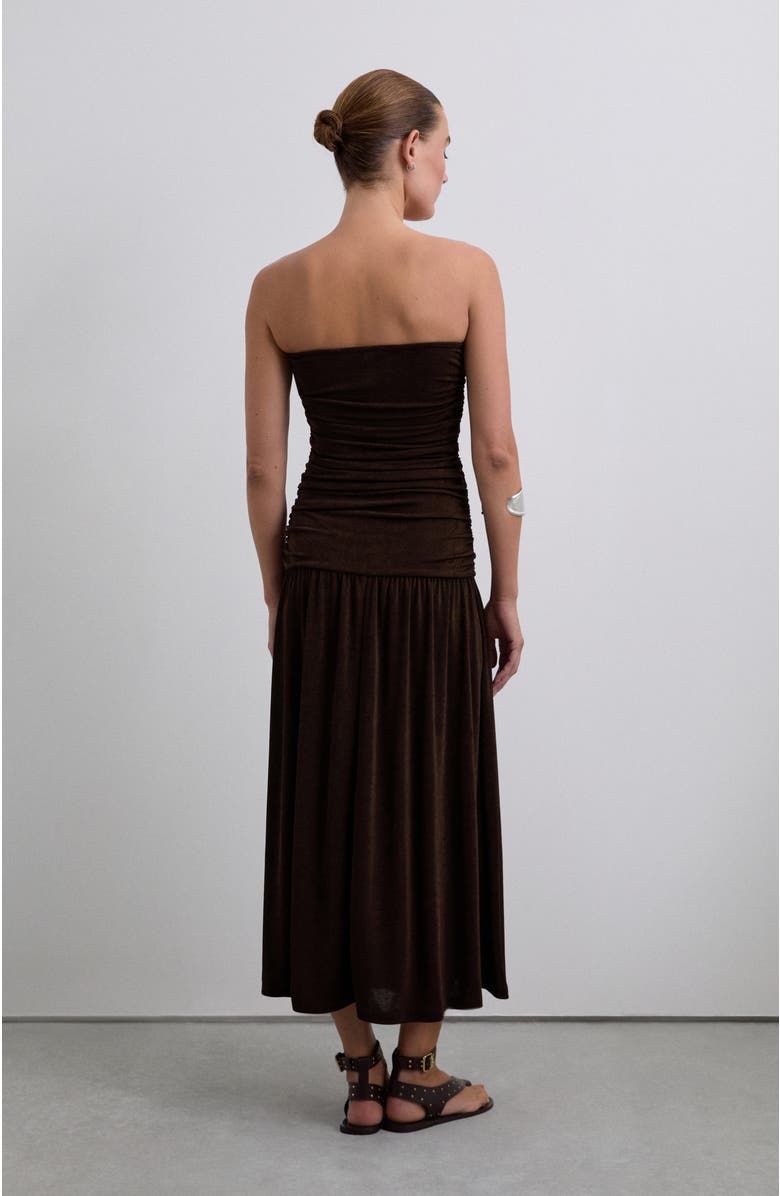 Scalpers Strapplesjersey Dress, Alternate, color, Brown