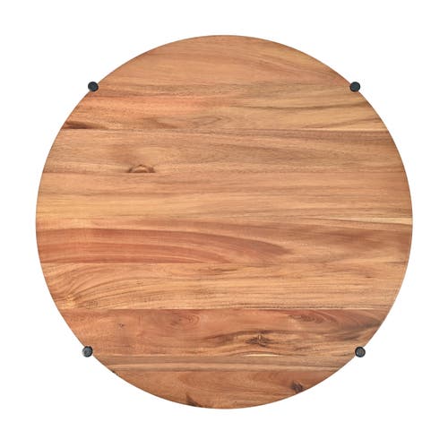 Happimess Carly 24.21" Modern Coastal Round Acacia Wood/water Hyacinth Coffee Table With Storage Bas