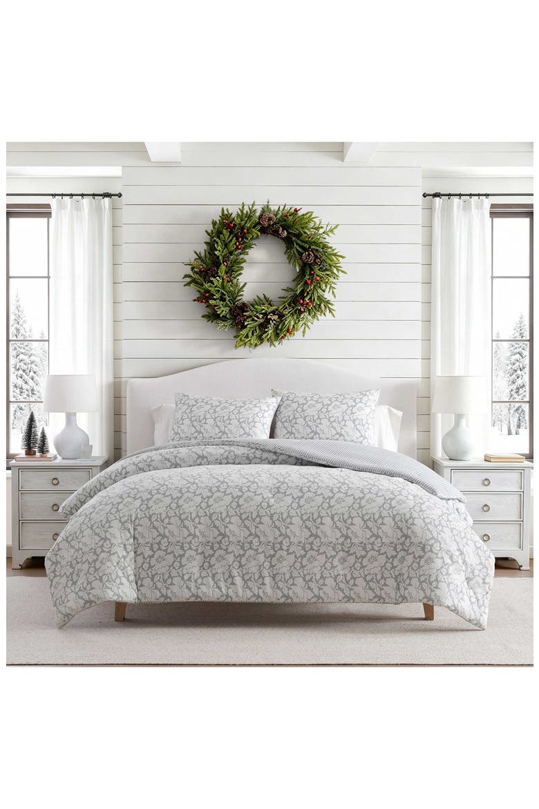 Copper Floral Stripe Comforter Set, Alternate, color, MIST BLUE/ WHITE