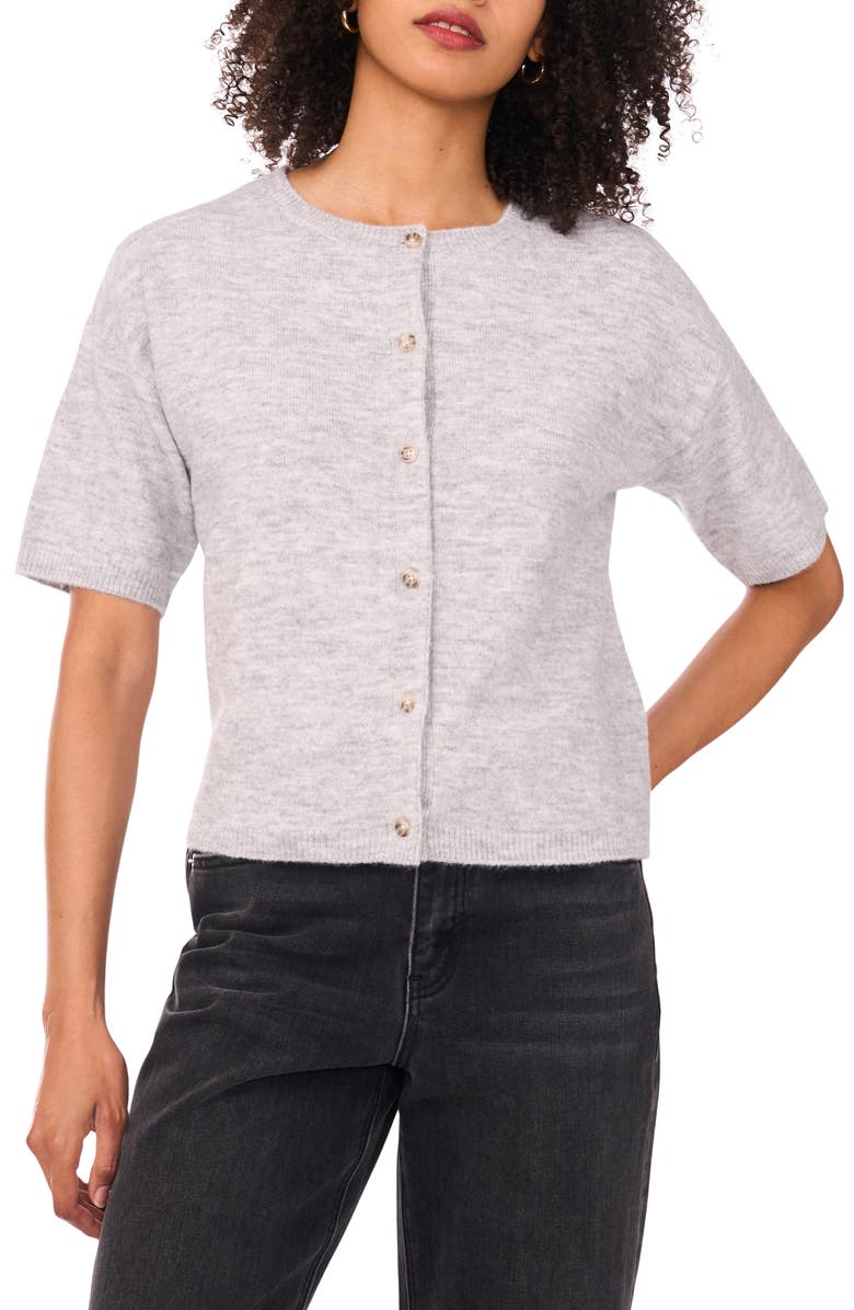 1.STATE Short Sleeve Cardigan, Main, color, Light Heather Grey