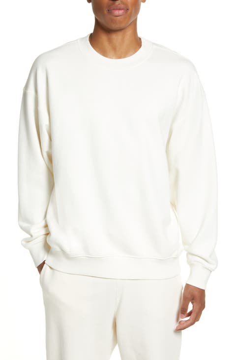 Mens white crew neck sweatshirt on sale