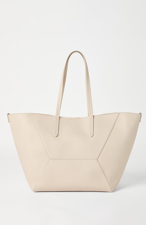 Brunello Cucinelli Small Bc Duo Leather Tote Bag In White