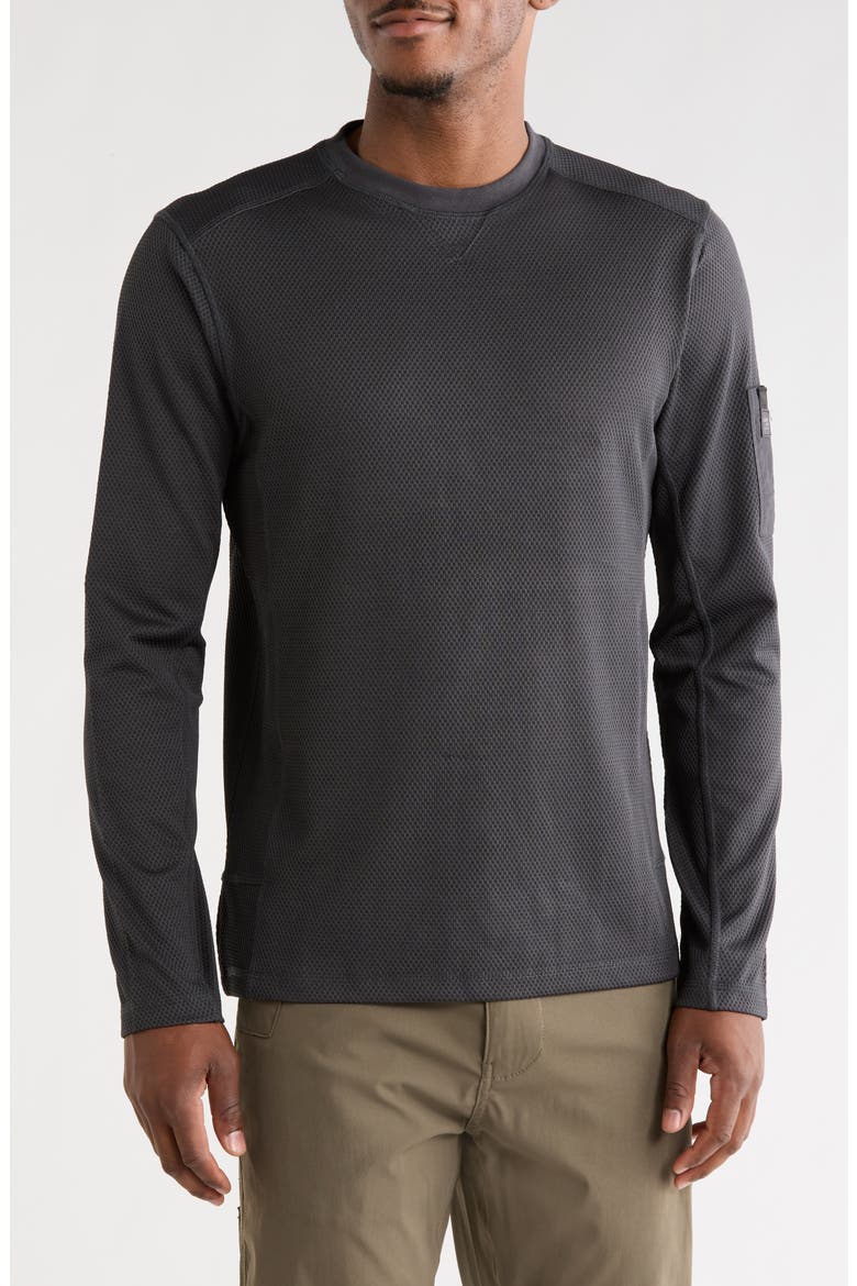 Piqué Long Sleeve T-Shirt, Main, color, GUNMETAL