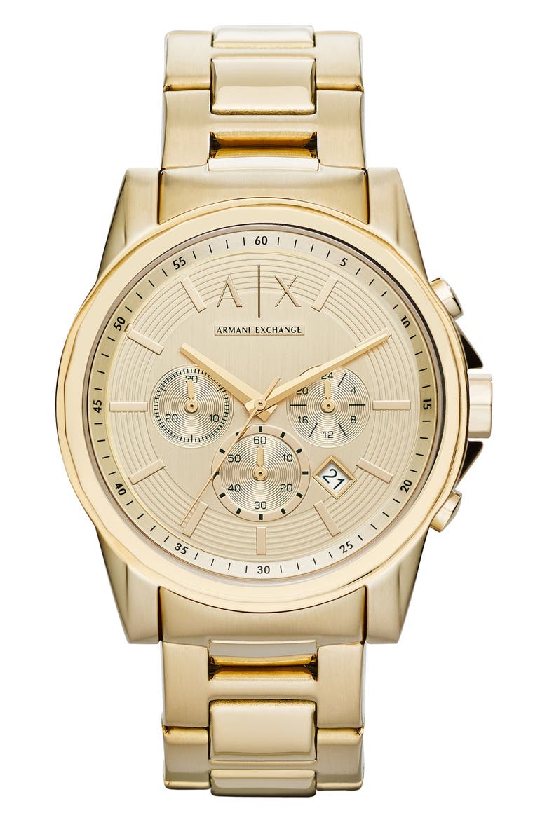 Chronograph Bracelet Watch, 45mm, Main, color, GOLD